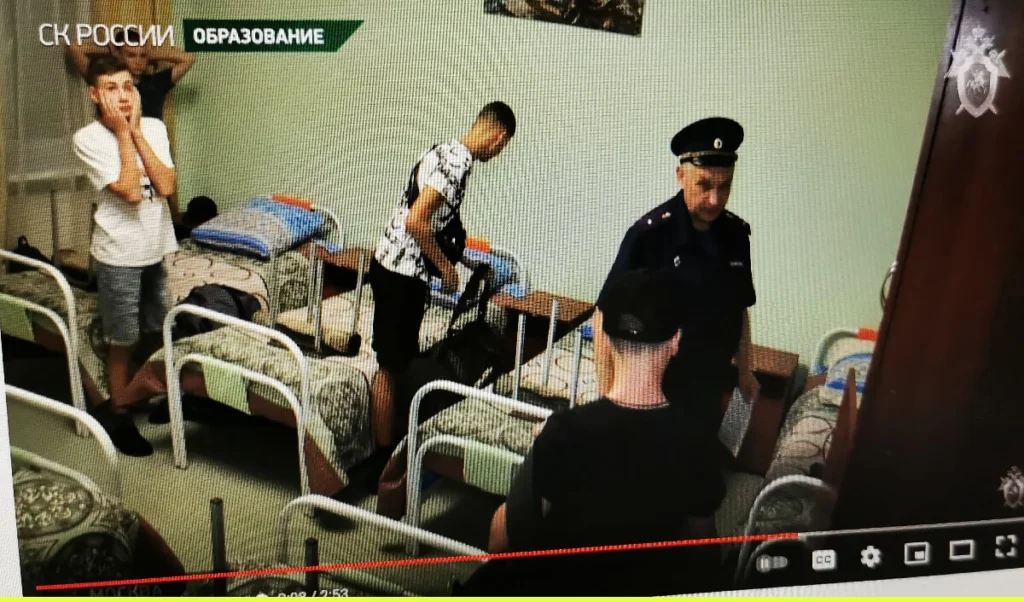 Children from Donbass lay out things in the cadet corps after arrival in Moscow